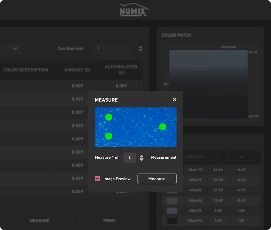 Measure solid & metallic flakes